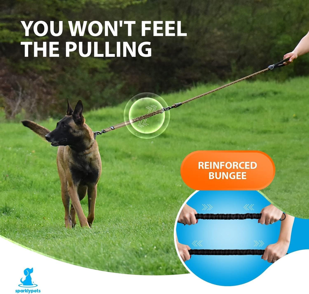 - Heavy Duty Bungee Rope Leash for Large and Medium Dogs - No Pull, Shock Absorber Long Dog Training Lead - No Slip Reflective Line for outside (5.5 Ft Bungee Leash)