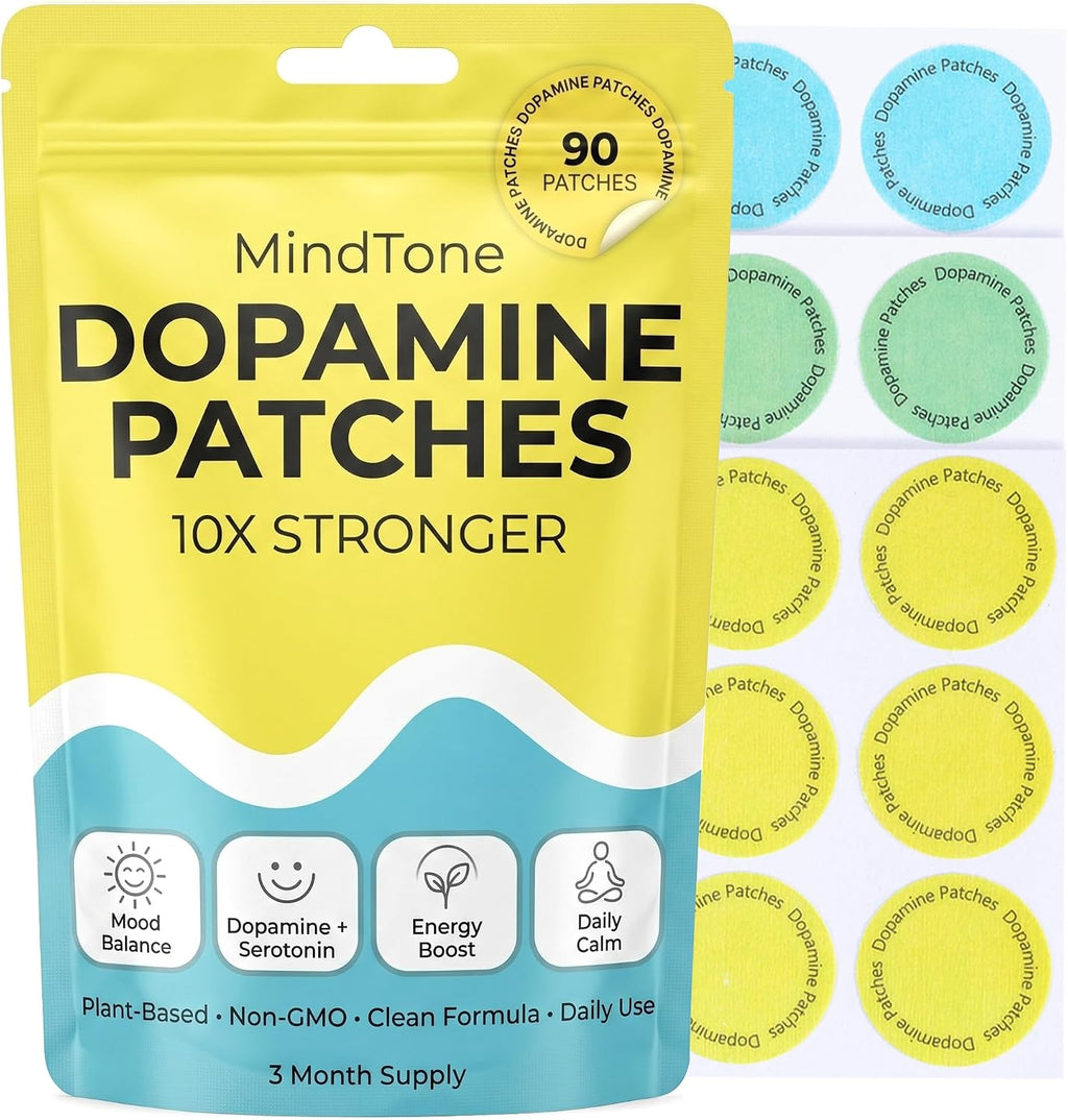 Dopamine Patches Extra Strength – 90 Count Plant-Based Non-Gmo Mood Support & Energy Patch – Dopamine & Serotonin Balance – Mood Balance Patch for Women & Men – 3 Month Supply